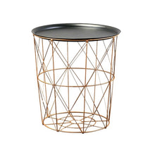 Load image into Gallery viewer, Modern Gold Round Wire Metal Storage Basket Side Table Bedroom Balcony Corner Tea Table-Dropship