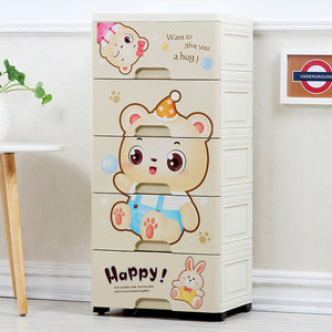 Cartoon Children's Wardrobe Drawer Receipt Cabinet Storage Box Plastic Baby Wardrobe Baby Cartoon Underwear  Plastic Wardrobe