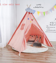Load image into Gallery viewer, Nordic Style Wooden Support Canvas Tent Children Baby Play House Tent Light Roof Tipi Princess Room Indian Teepee Tent Kids Gift
