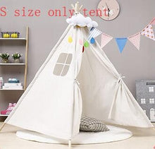 Load image into Gallery viewer, Nordic Style Wooden Support Canvas Tent Children Baby Play House Tent Light Roof Tipi Princess Room Indian Teepee Tent Kids Gift
