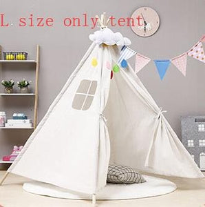 Nordic Style Wooden Support Canvas Tent Children Baby Play House Tent Light Roof Tipi Princess Room Indian Teepee Tent Kids Gift