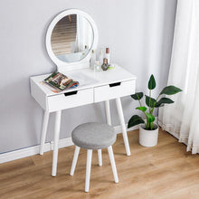 Load image into Gallery viewer, Dresser Table Mirror With Chair Set Vanity Table Makeup Stool Wooden 2 Drawers Modern Tocador Mesa Assembly Bedroom Europe HWC

