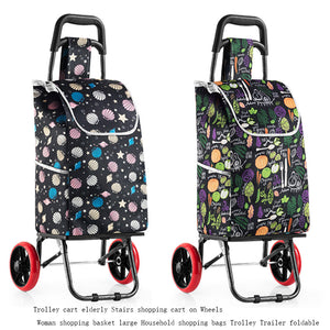Trolley cart elderly Stairs shopping cart on Wheels Woman shopping basket large Household shopping bags Trolley Trailer foldable